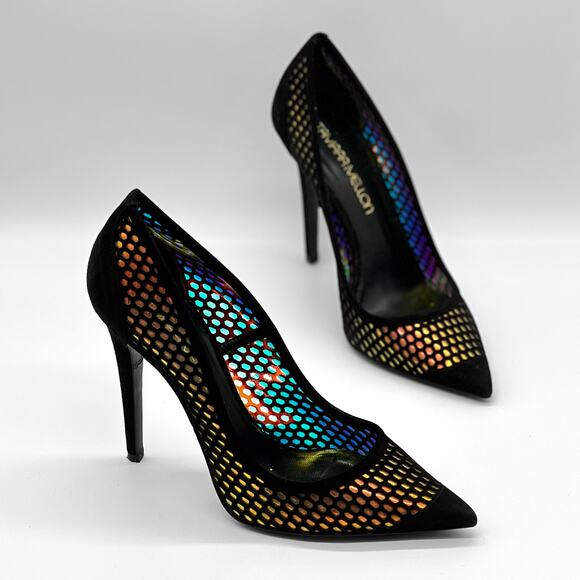 Tamara Mellon Shoes - TAMARA MELLON Miami Vice Holographic Suede Pumps Womens 38 Black Pointy Toe